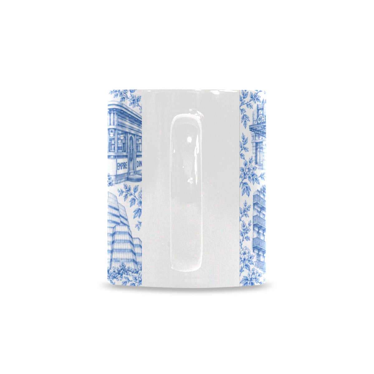 Chelsea Blue Toile De Jouy Mug | Manhattan Chinoiserie Coffee Cup Custom White Mug (11oz)