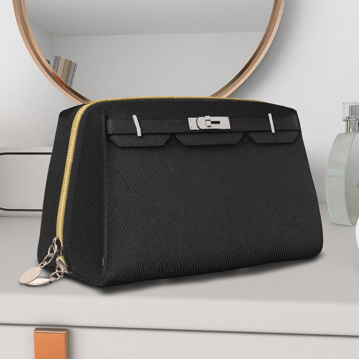 Canal Street Black PVC Leather Makeup Bag
