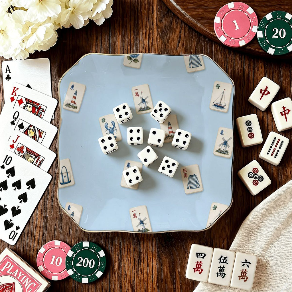 Hamptons Tiles Mahjong Dice and Trinket Tray