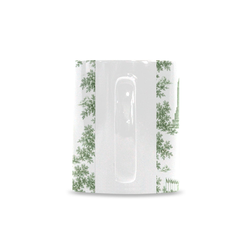 Manhattan Green Toile de Jouy Mug with One World Trade | New York City Chinoiserie Ceramic Mug Custom White Mug (11oz)