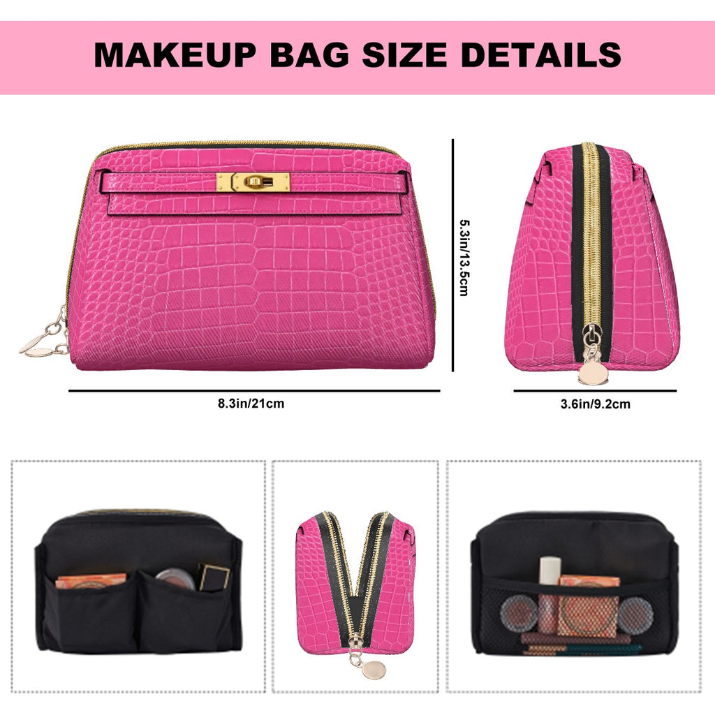 Canal Street Pink Croc PVC Leather Makeup Bag