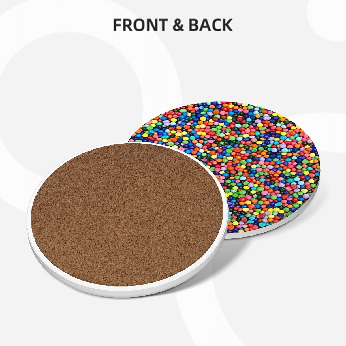 Dot Cake Sprinkles Round Ceramic Coasters Set of Six