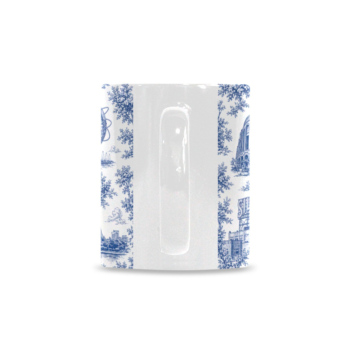 Queens Blue Toile de Jouy Mug | New York City Chinoiserie Ceramic Coffee Cup Custom White Mug (11oz)