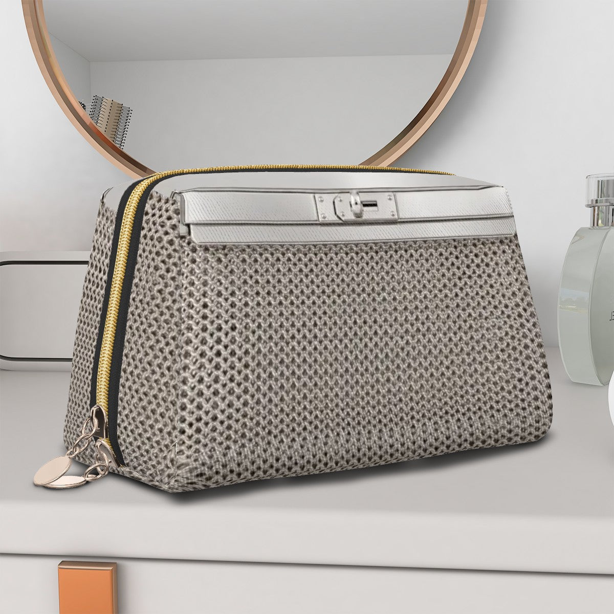 Canal Street Silver PVC Leather Makeup Bag