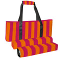 Bright Orange and Pink Stripes Mahjong Bag Set 3 Pcs