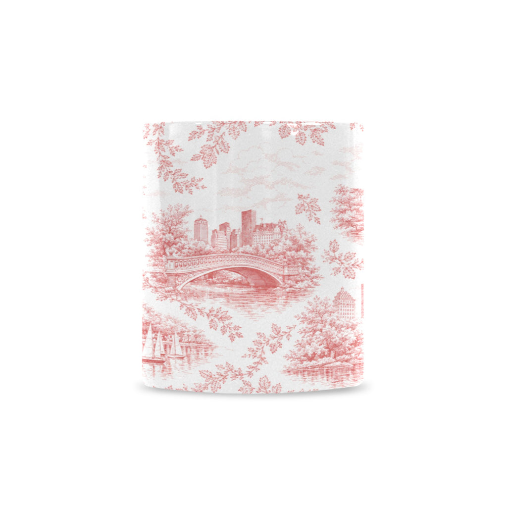 Central Park Red Toile de Jouy Mug | Manhattan Chinoiserie Ceramic Coffee Cup Custom White Mug (11oz)