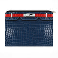 Canal Street Navy Croc Print Large Coin Purse