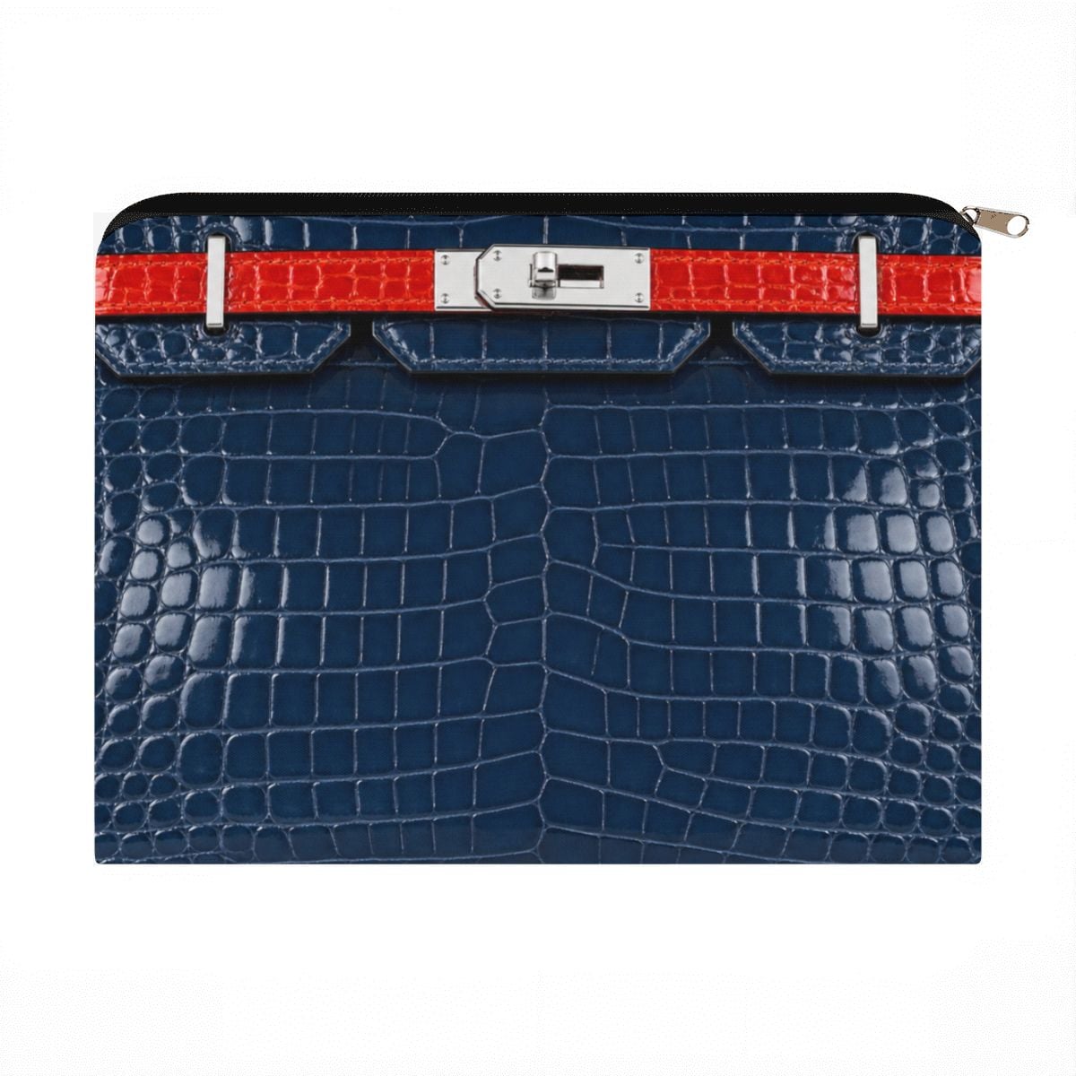 Canal Street Navy Croc Print Large Coin Purse