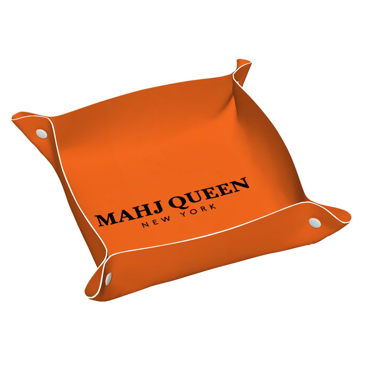 Mahj Queen Orange PVC Leather Mahjong Dice Tray