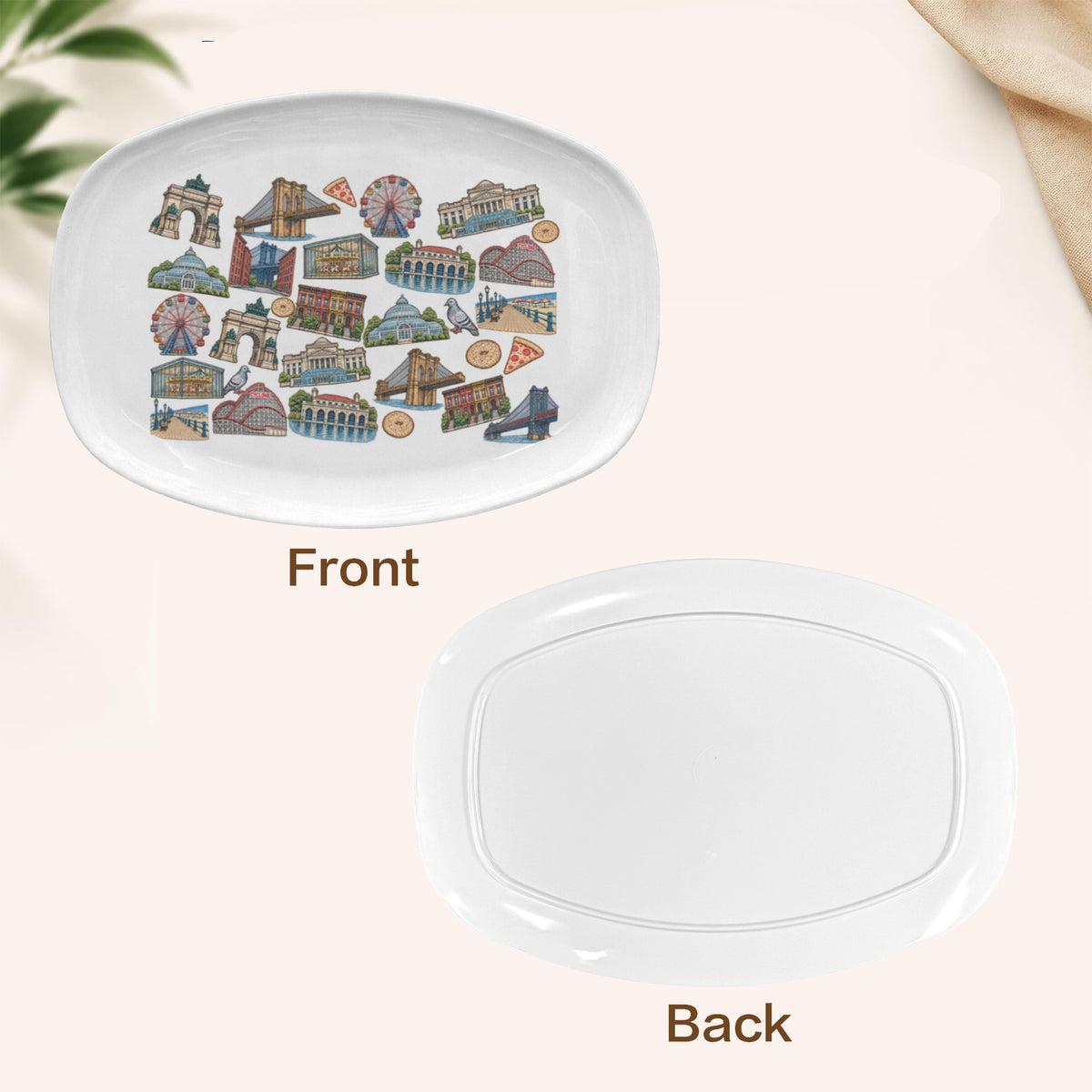 Icons of Brooklyn Melamine Bagel Tray Melamine Decorative Plate