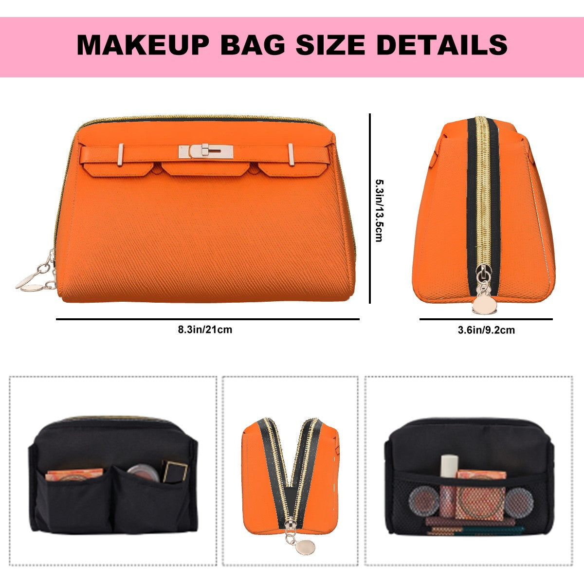 Canal Street Orange PVC Leather  Makeup Bag