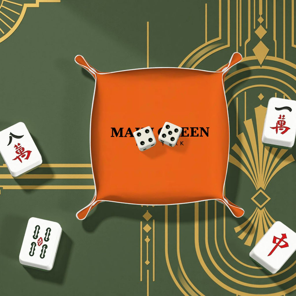 Mahj Queen Orange PVC Leather Mahjong Dice Tray