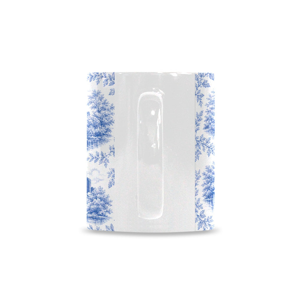 Central Park Blue Toile de Jouy Mug | Manhattan Chinoiserie Ceramic Coffee Cup Custom White Mug (11oz)