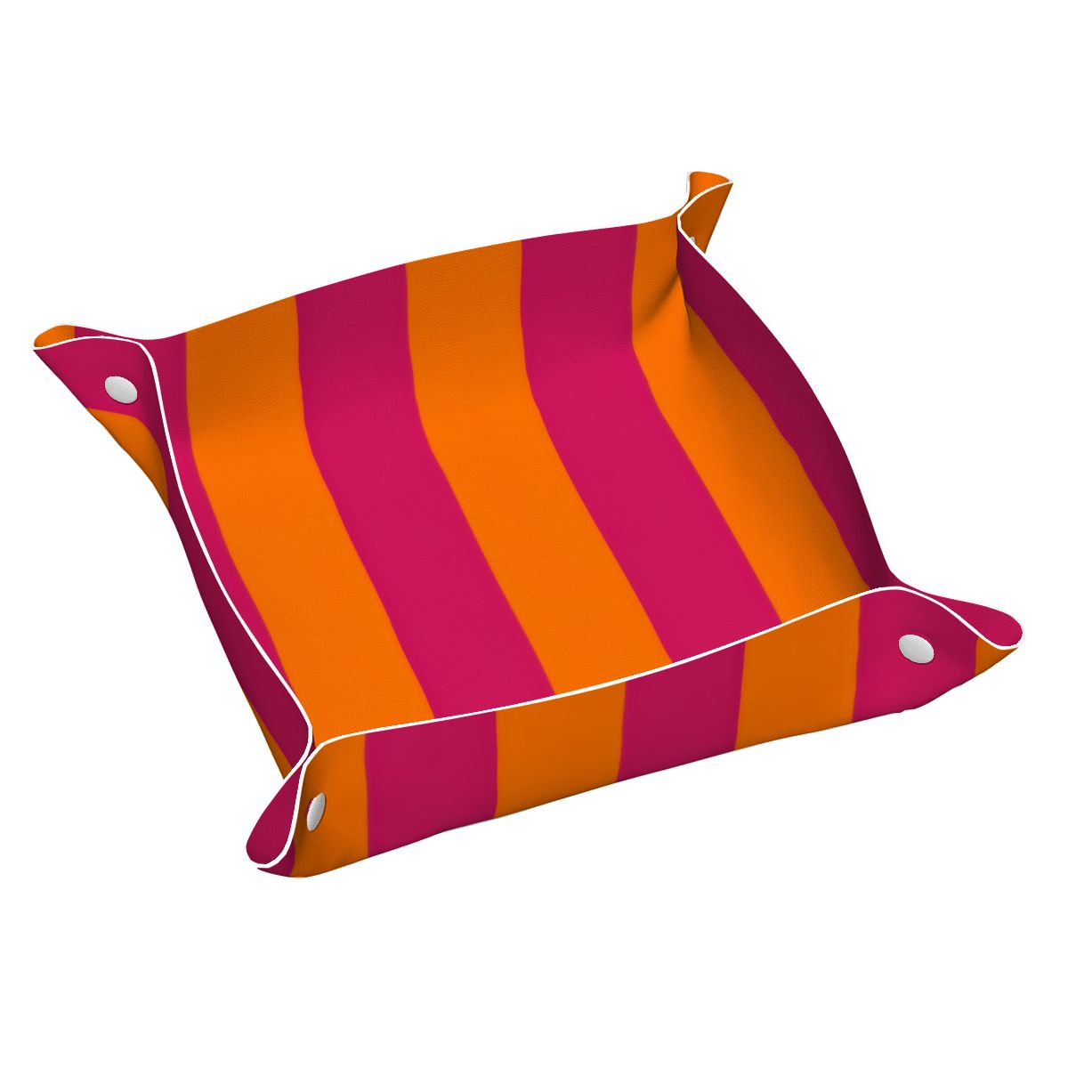 Bright Orange and Pink Stripes PVC Leather Mahjong Dice Tray