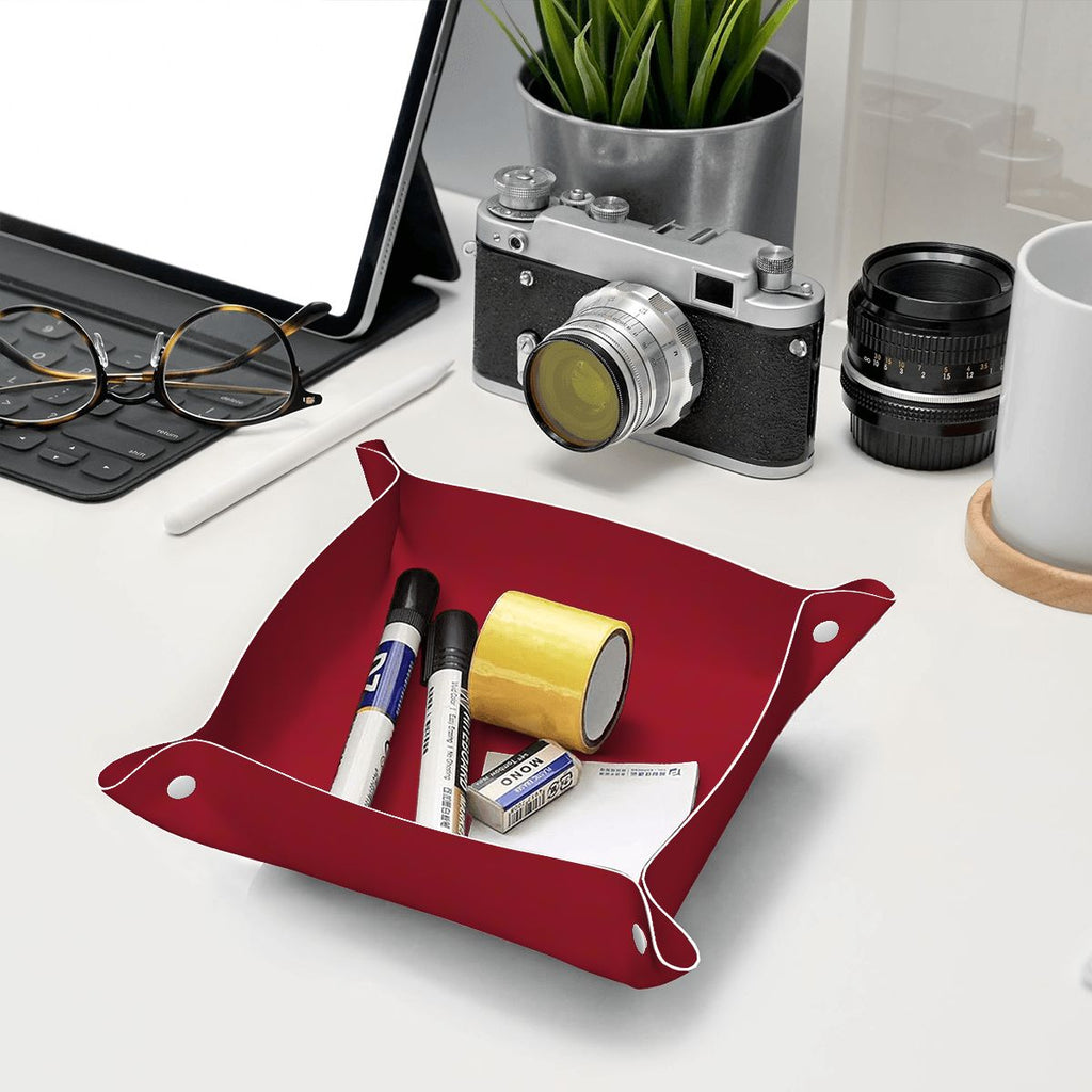 Maroon PVC Leather Mahjong Dice Tray