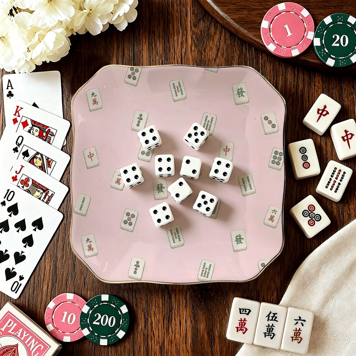Chinatown Mahjong Dice Tray and Trinket Tray