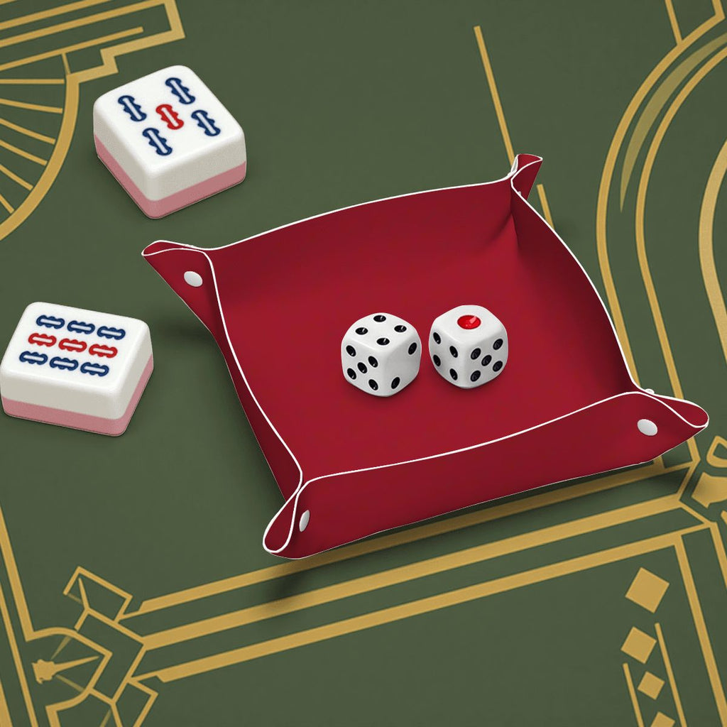 Maroon PVC Leather Mahjong Dice Tray