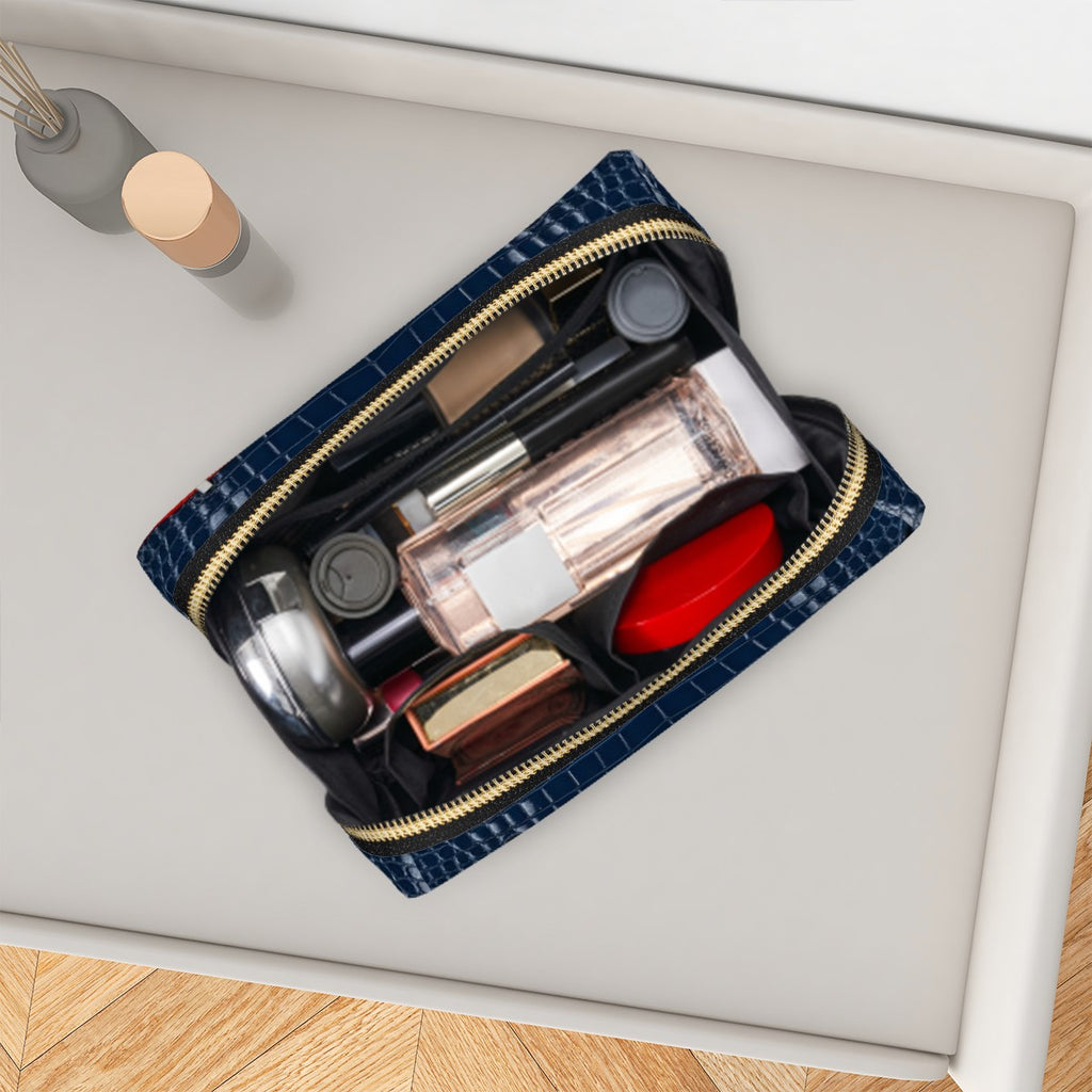 Canal Street Navy Croc PVC Leather Makeup Bag