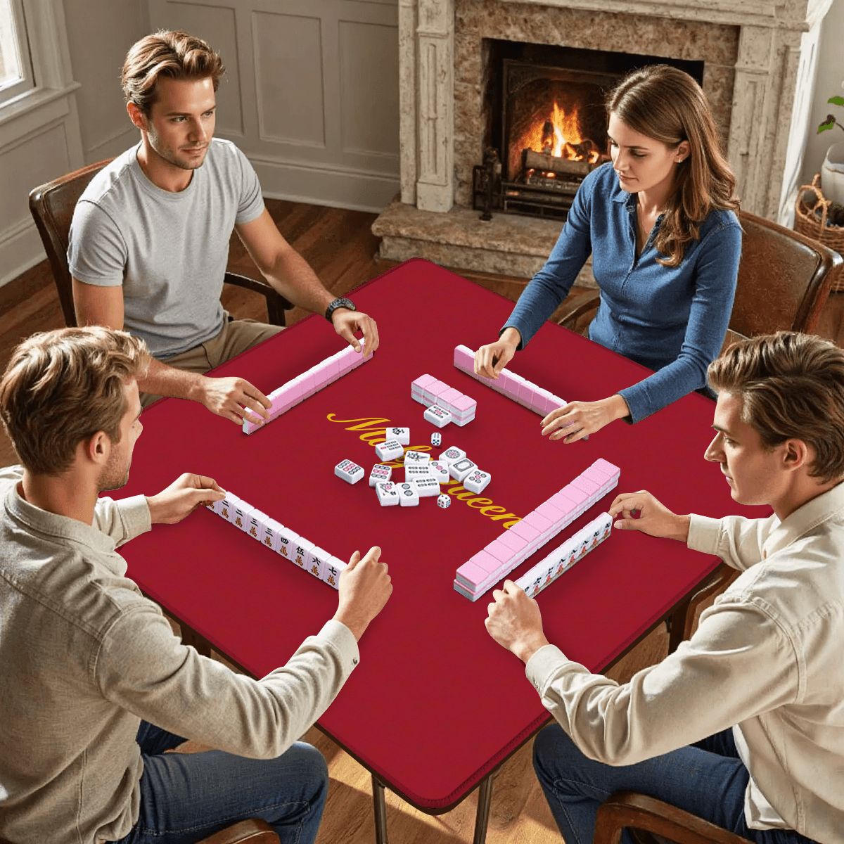 Maroon Mahj Queen Mahjong Mat 31.5"x31.5" (Ship Folded)