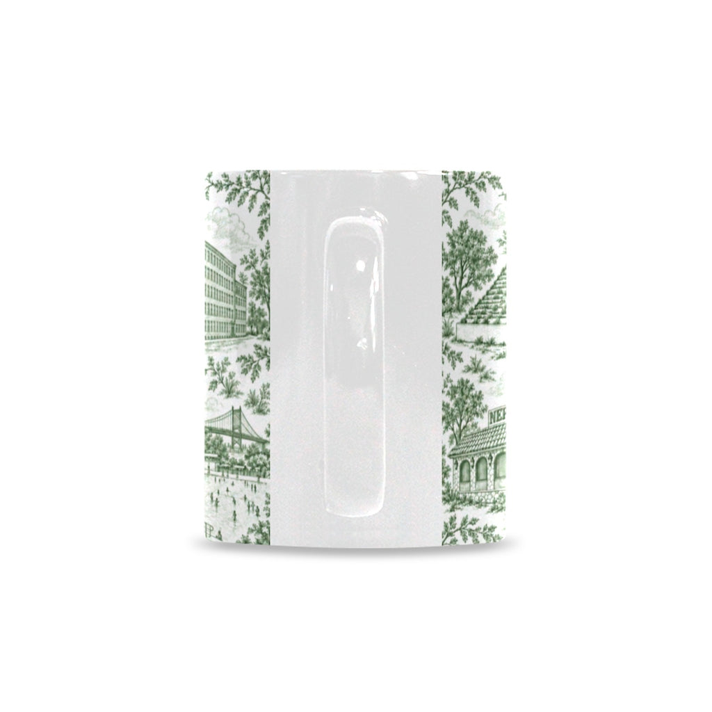Astoria Green Toile de Jouy Mug | Queens Chinoiserie Ceramic Coffee Cup Custom White Mug (11oz)