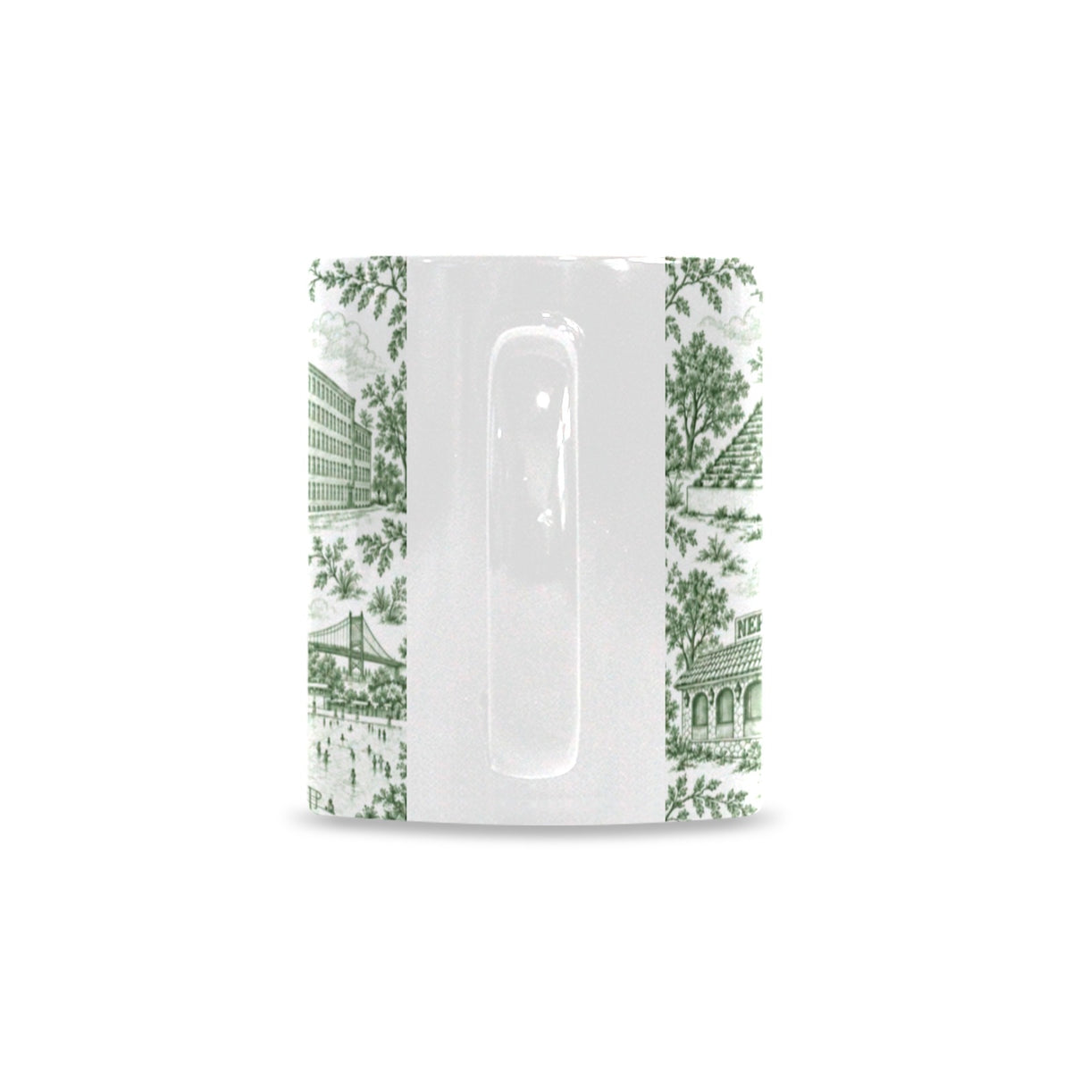 Astoria Green Toile de Jouy Mug | Queens Chinoiserie Ceramic Coffee Cup Custom White Mug (11oz)