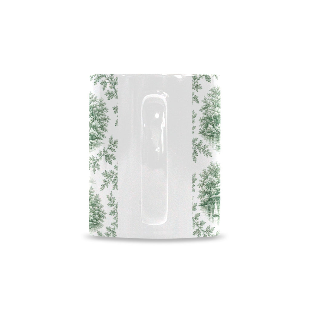 Central Park Green Toile de Jouy Mug | Manhattan Chinoiserie Ceramic Coffee Cup Custom White Mug (11oz)