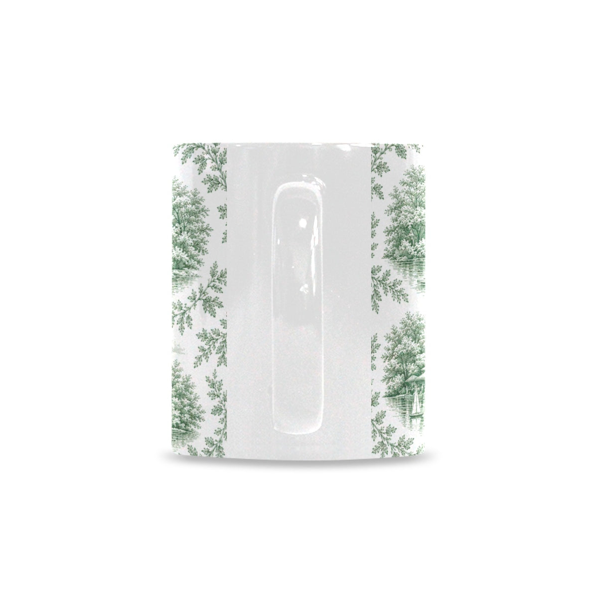 Central Park Green Toile de Jouy Mug | Manhattan Chinoiserie Ceramic Coffee Cup Custom White Mug (11oz)
