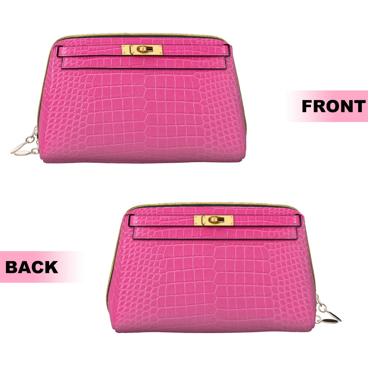 Canal Street Pink Croc PVC Leather Makeup Bag