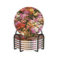Central Park Korean Chrysanthemum Flowers Round Ceramic Coasters Set of Six