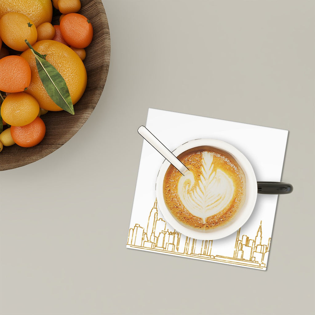 New York City Skyline Manhattan Skyline Square Ceramic Coasters Set of Six