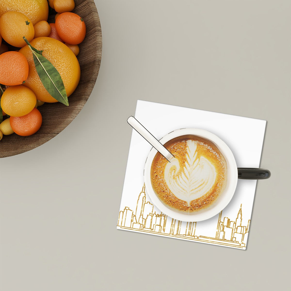 New York City Skyline Manhattan Skyline Square Ceramic Coasters Set of Six
