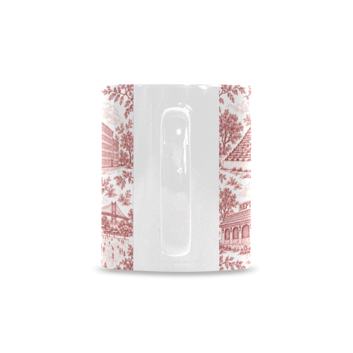 Astoria Red Toile de Jouy Mug | Queens Chinoiserie Ceramic Coffee Cup Custom White Mug (11oz)