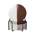 Black and White Cookie Round Ceramic Coasters Set of Six