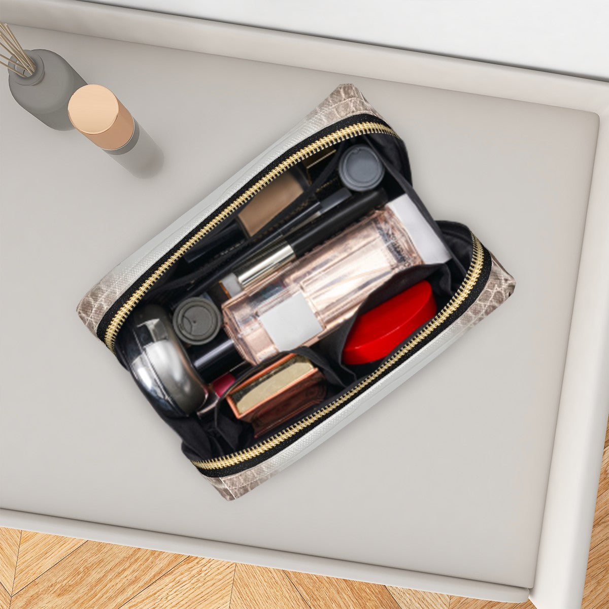 Canal Street White PVC Leather Makeup Bag