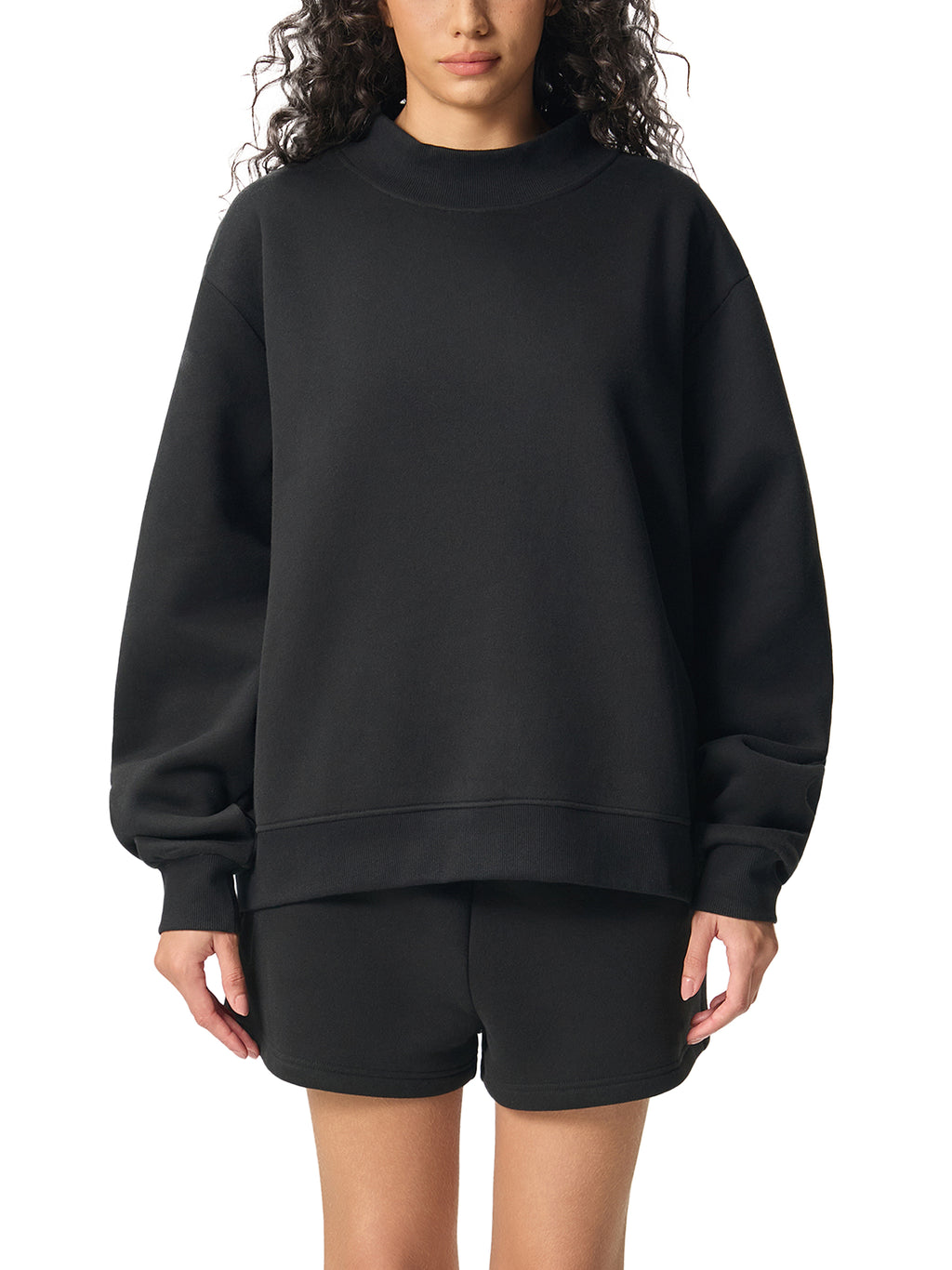 Thankful Fleece Mock-Neck Crew Sweatshirt -- Thanksgiving Sweater